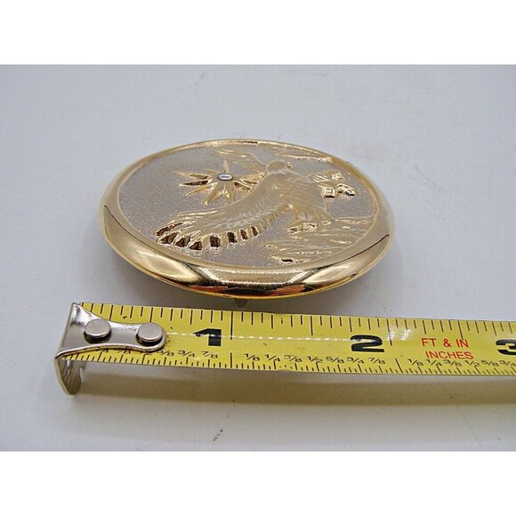Patriotic American Soaring Eagle Sunburst Rhinestone Belt Buckle Gold Tone Brass - Picture 10 of 11